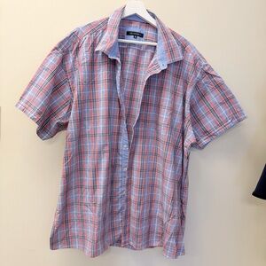 Britches Plaid Short Sleeve Button Down Shirt Blue Red Check 3XL Big & Tall